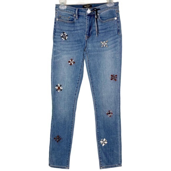 Juicy Couture Denim - Juicy Couture Black Label Embellished Floral Gems Skinny Jeans NWT